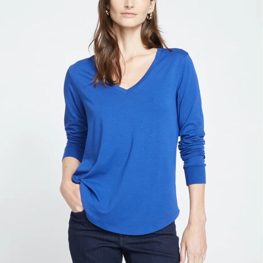 NWT Universal Standard Long Sleeve V Rex Tee Shirt Top Royal Blue Women Size 4XS
